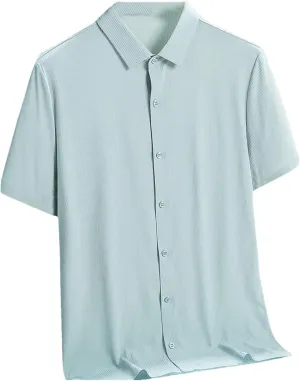 Men Quick Dry Shirts Short Sleeve Breathable Solid Casual Shirt Men Social Blouse
