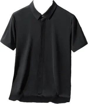 Men Summer Short Sleeve Shirt Breathable Solid Ice Silk Quick Dry Slim Fit Casual Golf Shirts