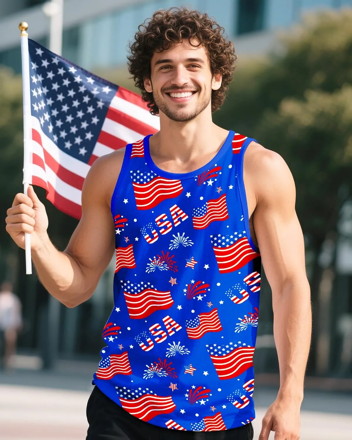 Mens Beach Tank Tops Sleeveless Shirts for Men Summer Hawaiian Graphic Mens Tank Top Workout Gym Shirts Palm Tree Tops