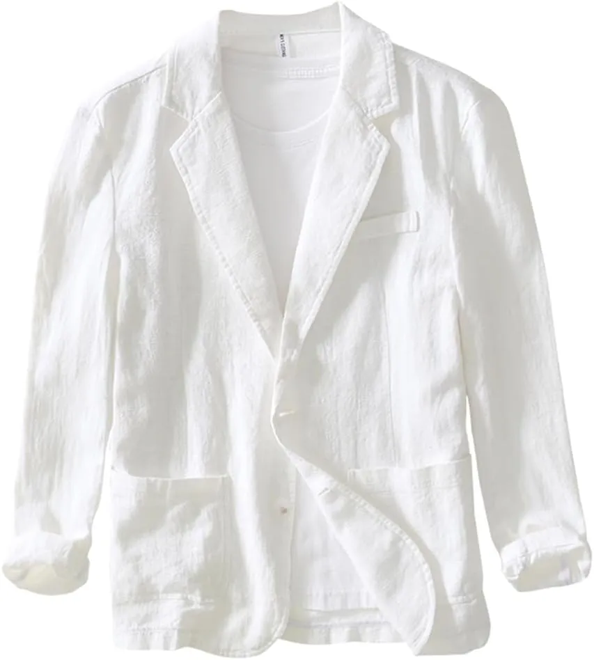 Men's Blazer Casual Sport Coats Linen Suit Jackets Business Lightweight Daily Suits