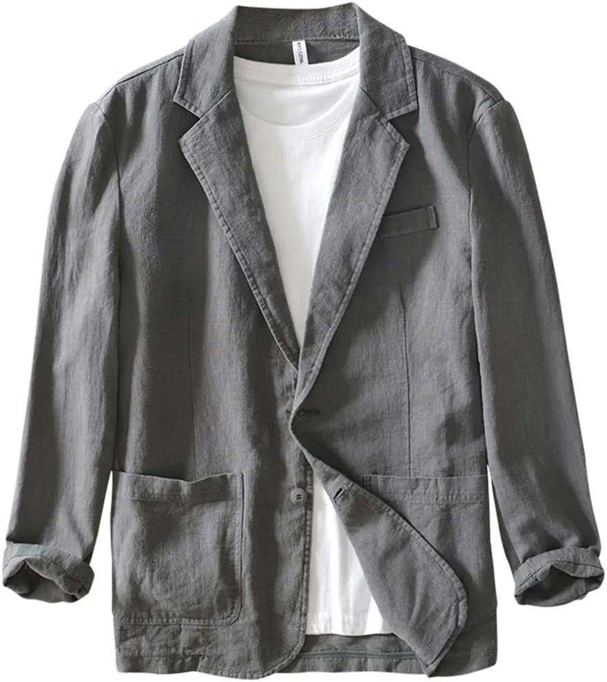 Men's Blazer Casual Sport Coats Linen Suit Jackets Business Lightweight Daily Suits