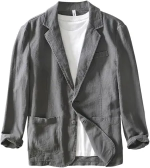 Men's Blazer Casual Sport Coats Linen Suit Jackets Business Lightweight Daily Suits