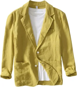Men's Blazer Casual Sport Coats Linen Suit Jackets Business Lightweight Daily Suits