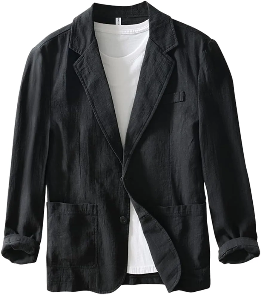 Men's Blazer Casual Sport Coats Linen Suit Jackets Business Lightweight Daily Suits