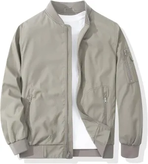 Men's Bomber Jacket Casual Fashion Lightweight Windbreaker Outdoor Flight Coat Jackets