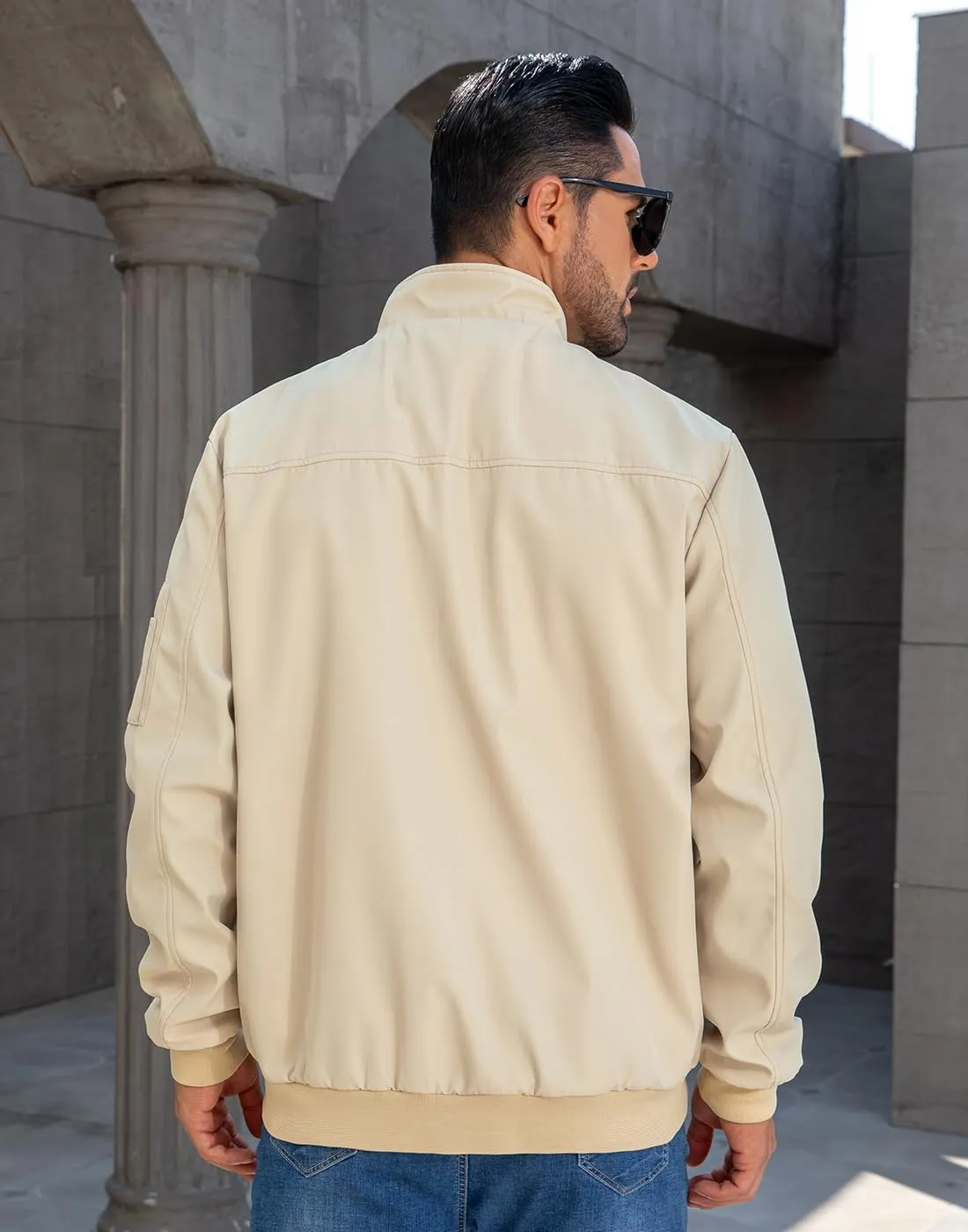 Men's Bomber Jacket Lightweight Casual Windbreaker Jackets Zip Up Coat