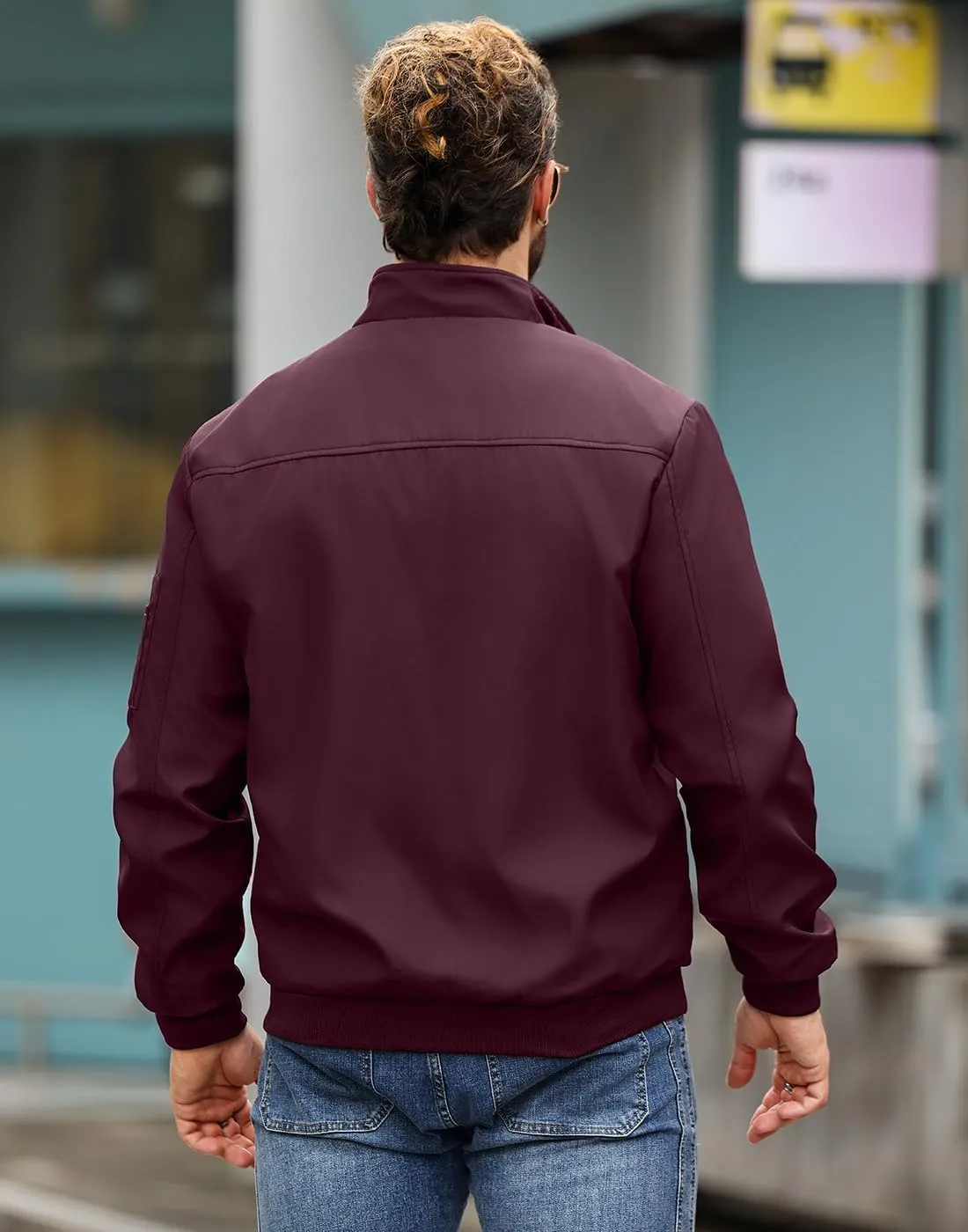 Men's Bomber Jacket Lightweight Casual Windbreaker Jackets Zip Up Coat