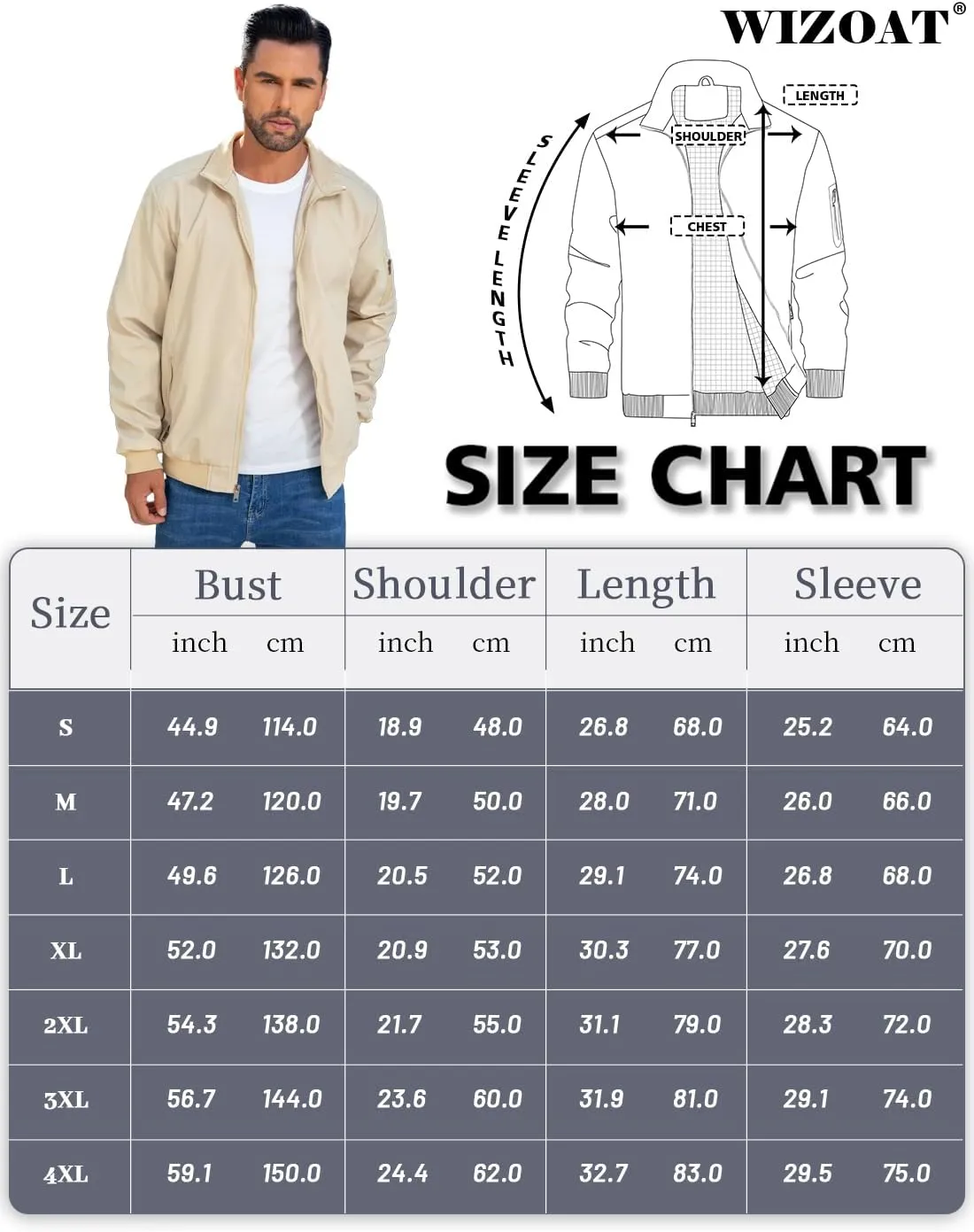 Men's Bomber Jacket Lightweight Casual Windbreaker Jackets Zip Up Coat