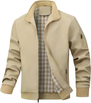 Men's Bomber Jacket Lightweight Casual Windbreaker Jackets Zip Up Coat