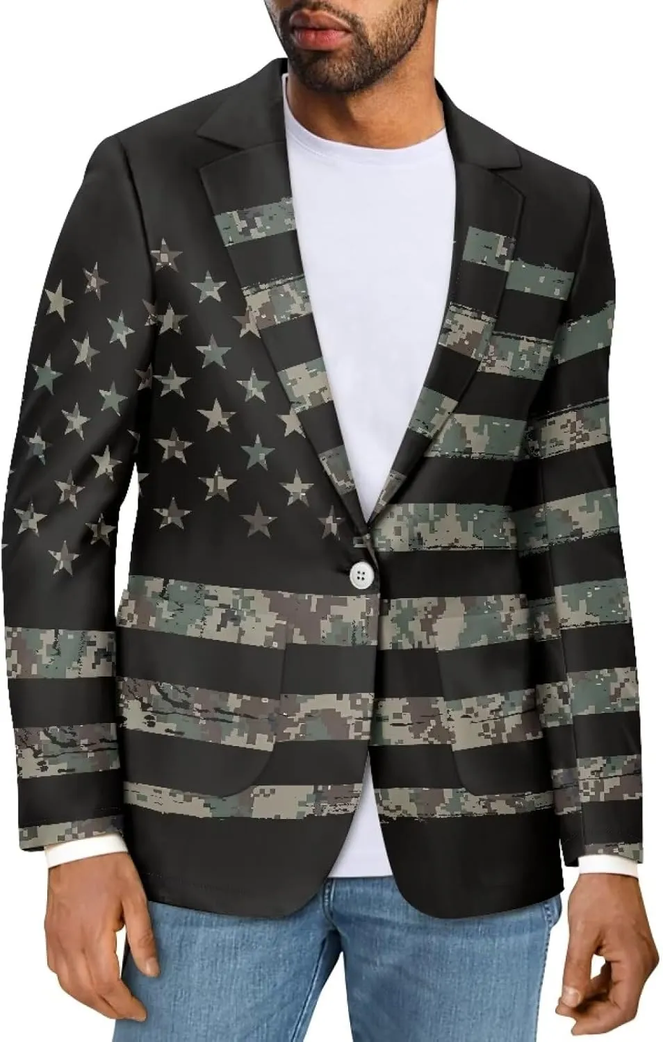 Men's Casual Blazer Long Sleeve Suit Jackets Sports Coats One Button Business Jacket with Pocket S-5XL