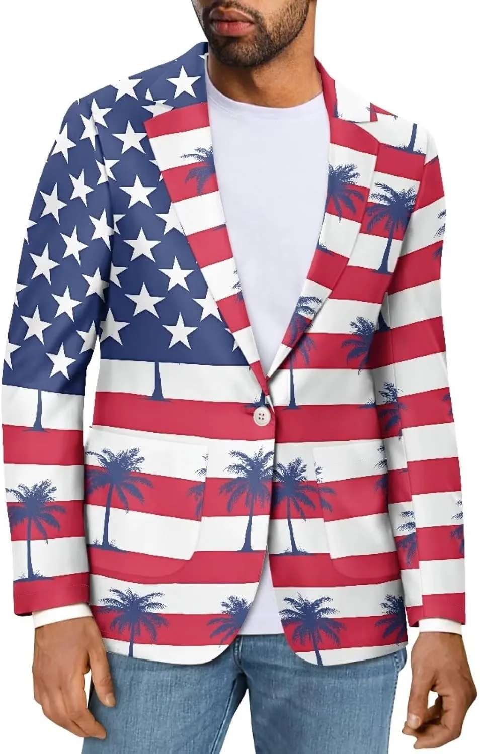Men's Casual Blazer One Button Long Sleeve Blazer Suit Jackets Slim Fit Sports Coats with Pocket S-5XL