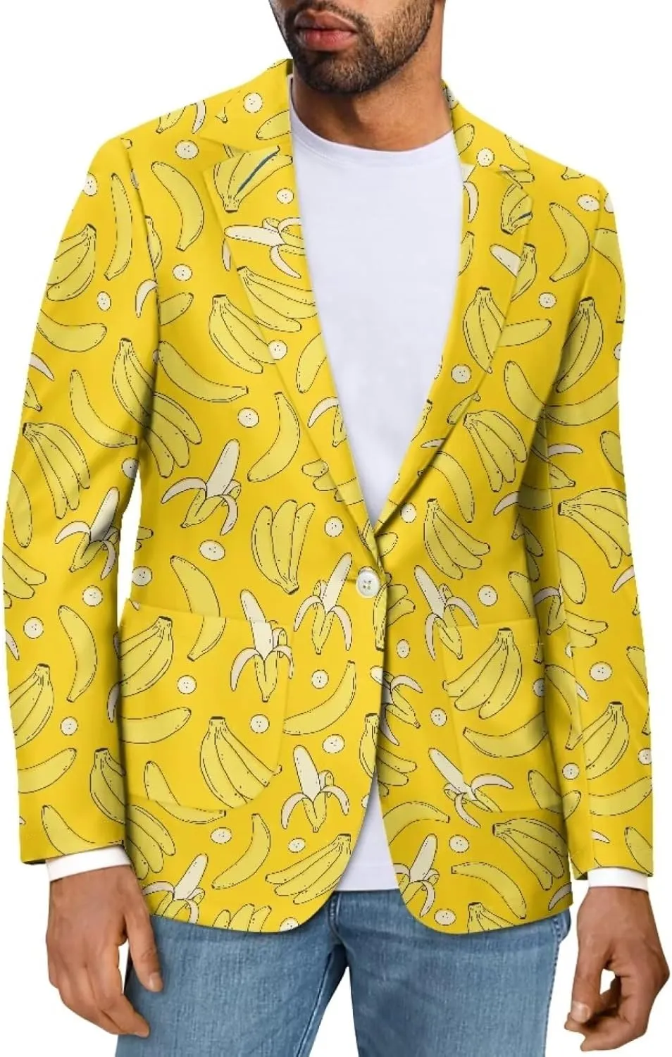 Men's Casual Blazer One Button Long Sleeve Blazer Suit Jackets Slim Fit Sports Coats with Pocket S-5XL