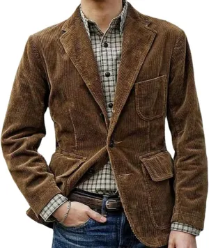 Mens Corduroy Blazer Jacket, Mens Casual Vintage Blazers Suits Corduroy Waistcoat Slim Fit Vest for Wedding Work