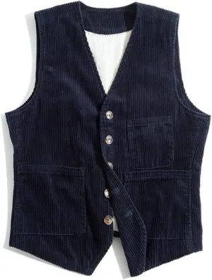 Mens Corduroy Blazer Jacket, Mens Casual Vintage Blazers Suits Corduroy Waistcoat Slim Fit Vest for Wedding Work