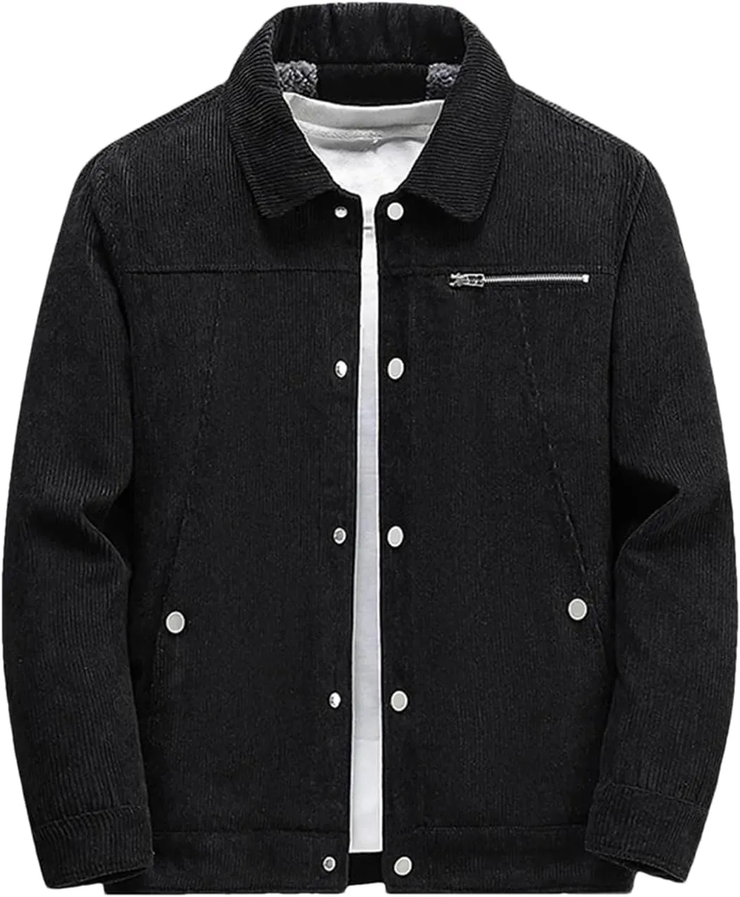 Mens Cotton-Padded Jacket Thickened Fleece Single-Breasted Coat Casual Winter Outerwear