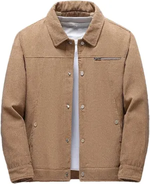Mens Cotton-Padded Jacket Thickened Fleece Single-Breasted Coat Casual Winter Outerwear