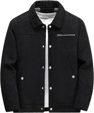 Mens Cotton-Padded Jacket Thickened Fleece Single-Breasted Coat Casual Winter Outerwear