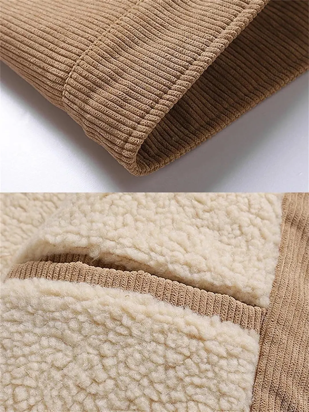 Mens Cotton-Padded Jacket Thickened Fleece Single-Breasted Coat Casual Winter Outerwear