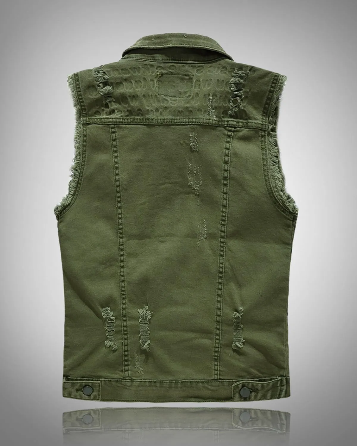 Men's Fit Retro Ripped Denim Vest Sleeveless Motorcycle Biker Jean Vest and Jacket