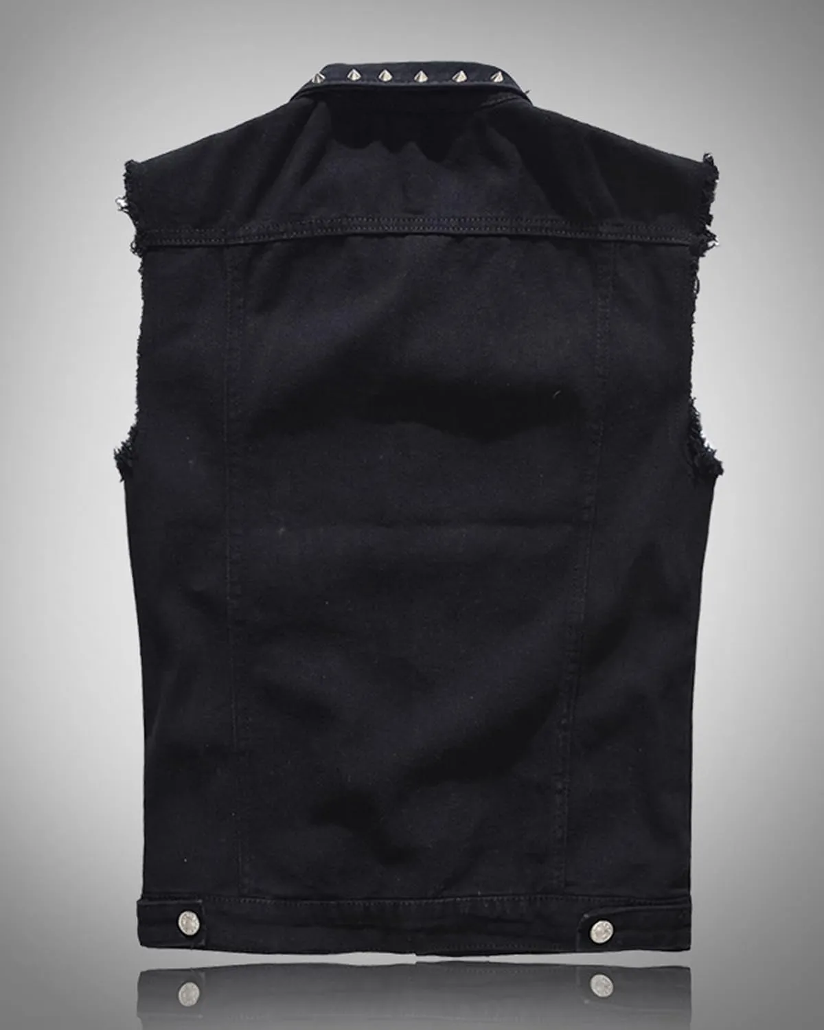 Men's Fit Retro Ripped Denim Vest Sleeveless Motorcycle Biker Jean Vest and Jacket