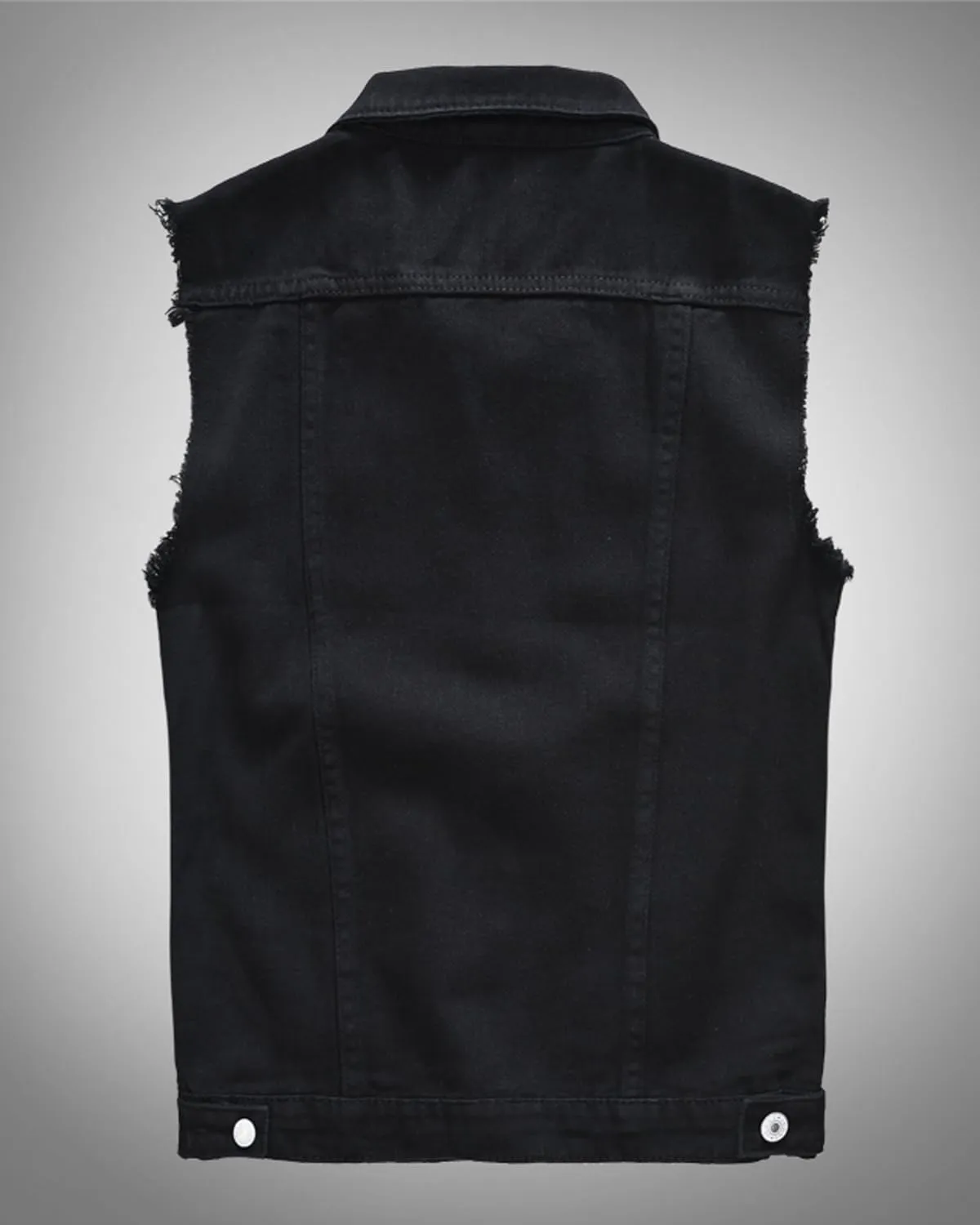 Men's Fit Retro Ripped Denim Vest Sleeveless Motorcycle Biker Jean Vest and Jacket