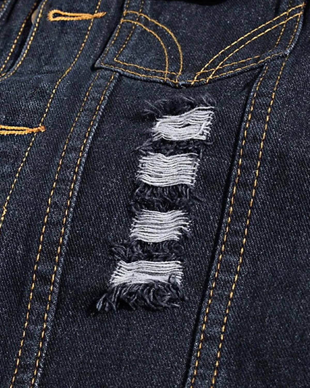 Men's Fit Retro Ripped Denim Vest Sleeveless Motorcycle Biker Jean Vest and Jacket