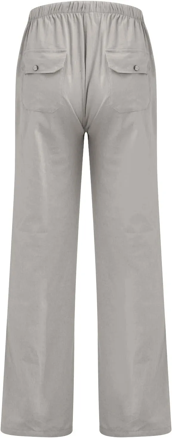 Mens Fleece Pants Sweat Pants for Man Casual Loose and Comfortable Casual Pants Cotton Linen Printed Drawstring Trousers