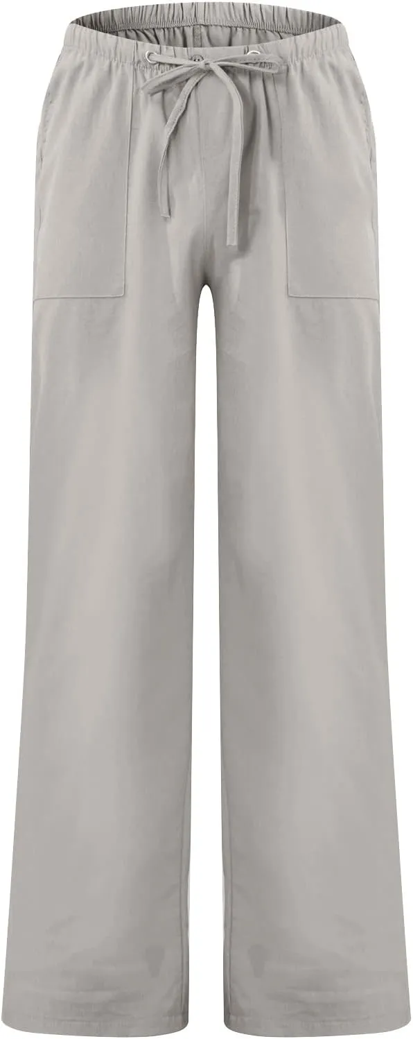 Mens Fleece Pants Sweat Pants for Man Casual Loose and Comfortable Casual Pants Cotton Linen Printed Drawstring Trousers
