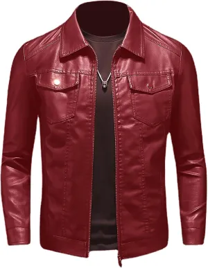 Mens Leather Jacket Motorcycle Black Biker Jackets Vintage Faux Leather Outwear Casual Lightweight