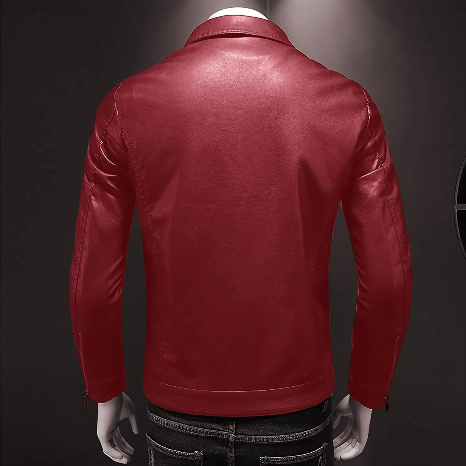 Mens Leather Jacket Motorcycle Black Biker Jackets Vintage Faux Leather Outwear Casual Lightweight