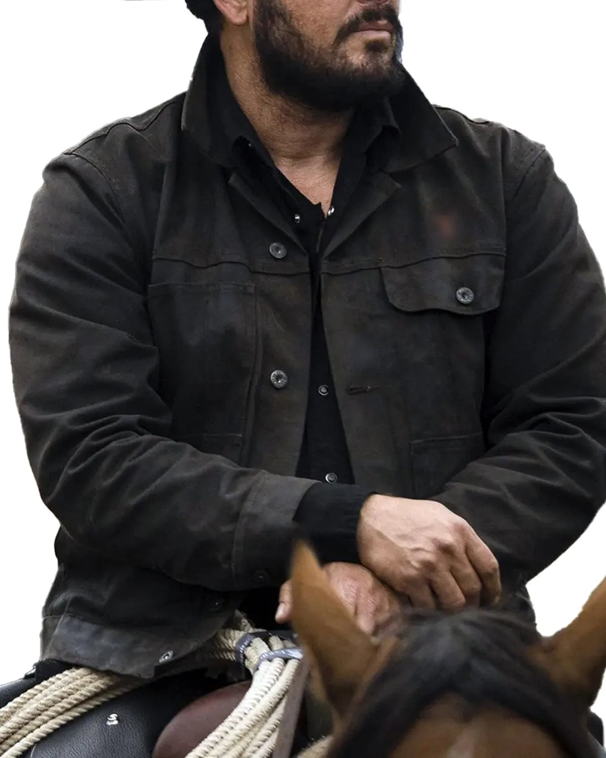 Mens lightweight Cole Hauser TV Series Rip Stone Wheeler Rench Black Denim Jean Cowboy Costume Jacket