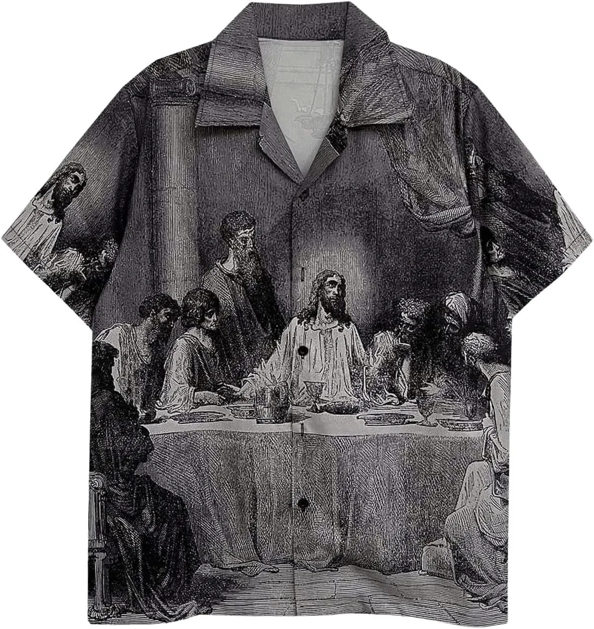 Men's Renaissance Shirts Short Sleeve Collared Summer Button Down Shirt