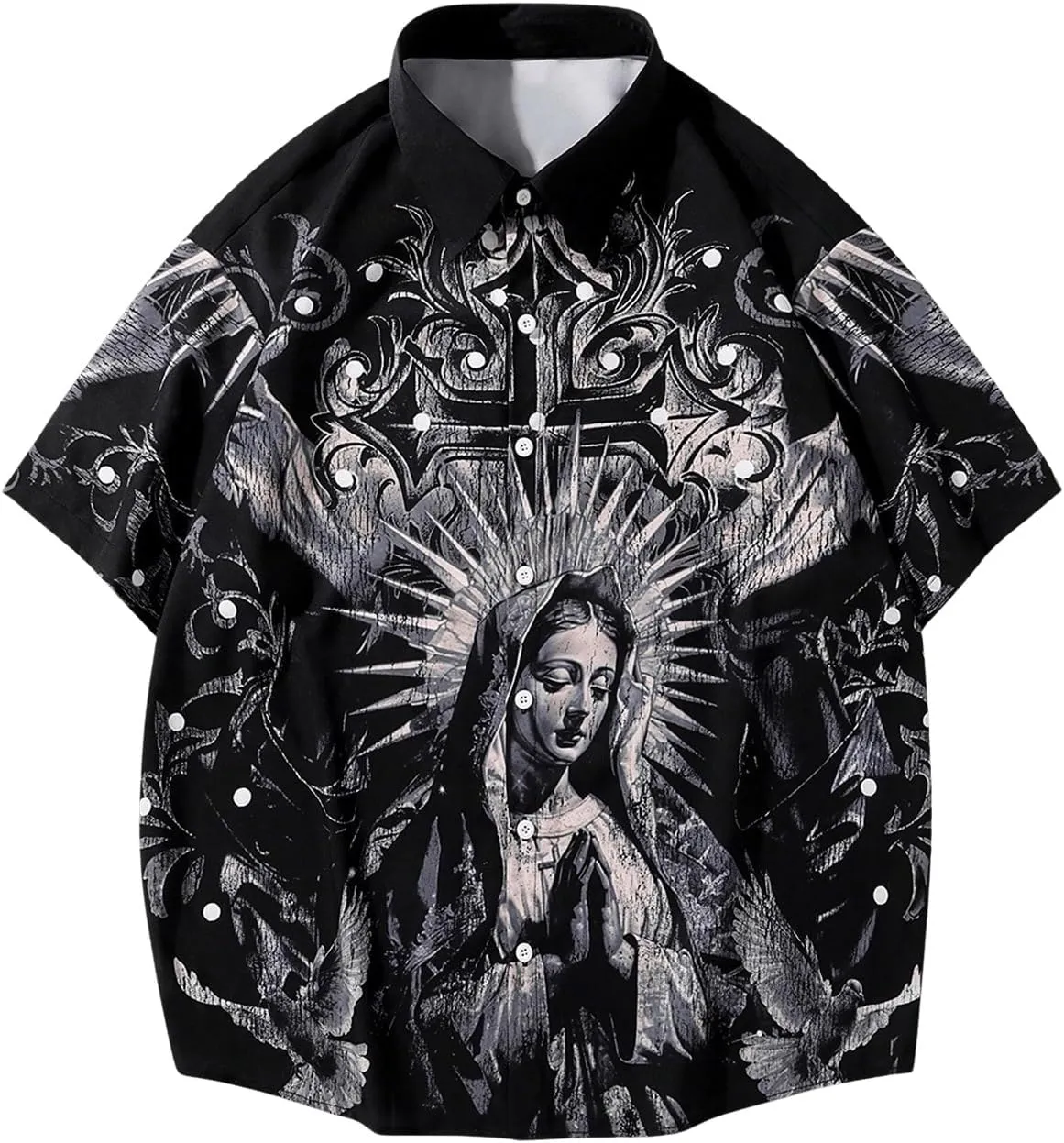 Men's Renaissance Shirts Short Sleeve Collared Summer Button Down Shirt