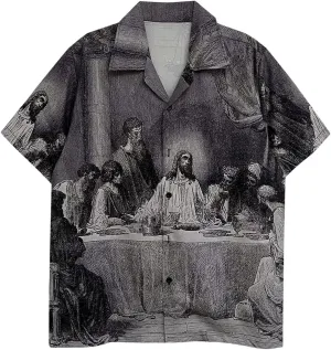 Men's Renaissance Shirts Short Sleeve Collared Summer Button Down Shirt