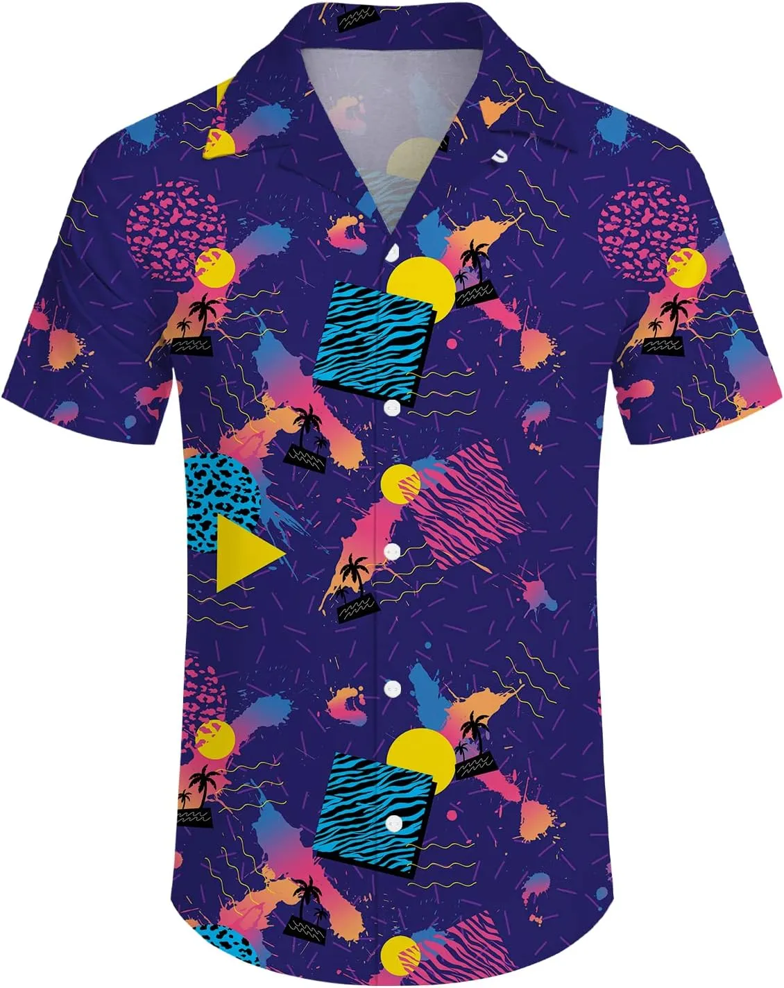 Mens Shirts 80s 90s Shirts for Men Casual Button Down Short Sleeve Shirt, Funny Party Quick Dry Mens Clothing
