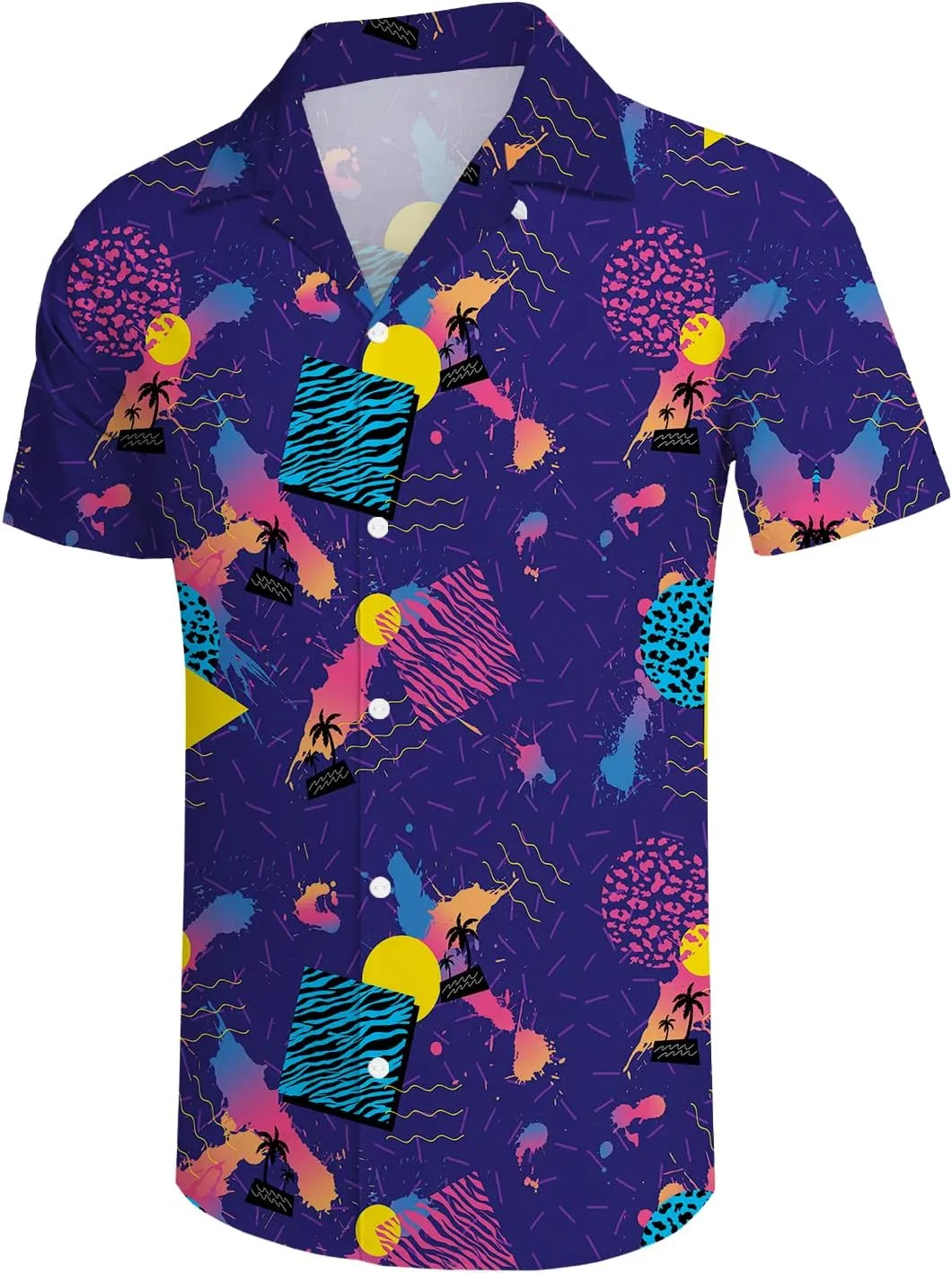 Mens Shirts 80s 90s Shirts for Men Casual Button Down Short Sleeve Shirt, Funny Party Quick Dry Mens Clothing