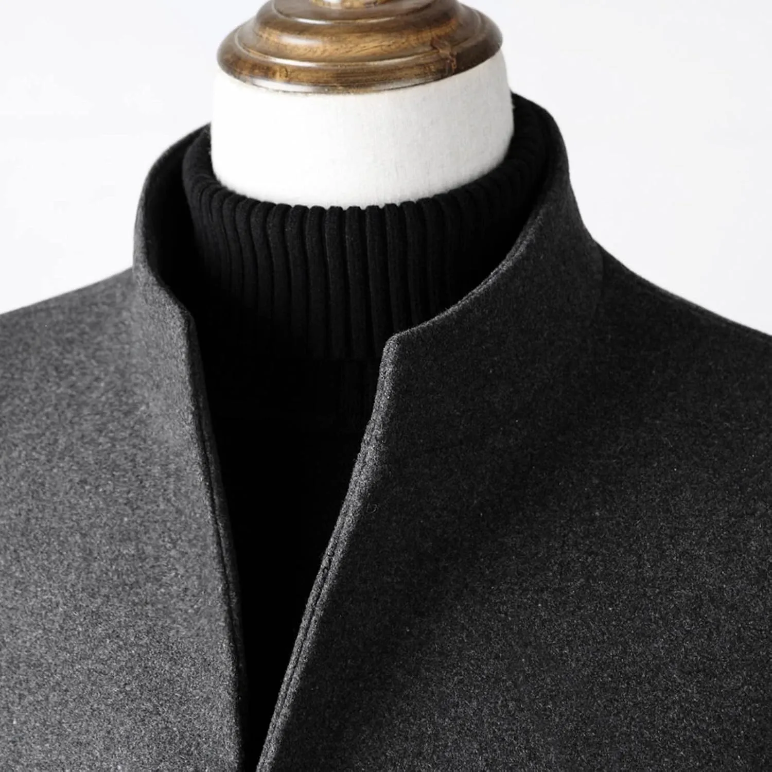 Men's Single Breasted Trench Coat Button Down Overcoat Warm Dress Pea Coats