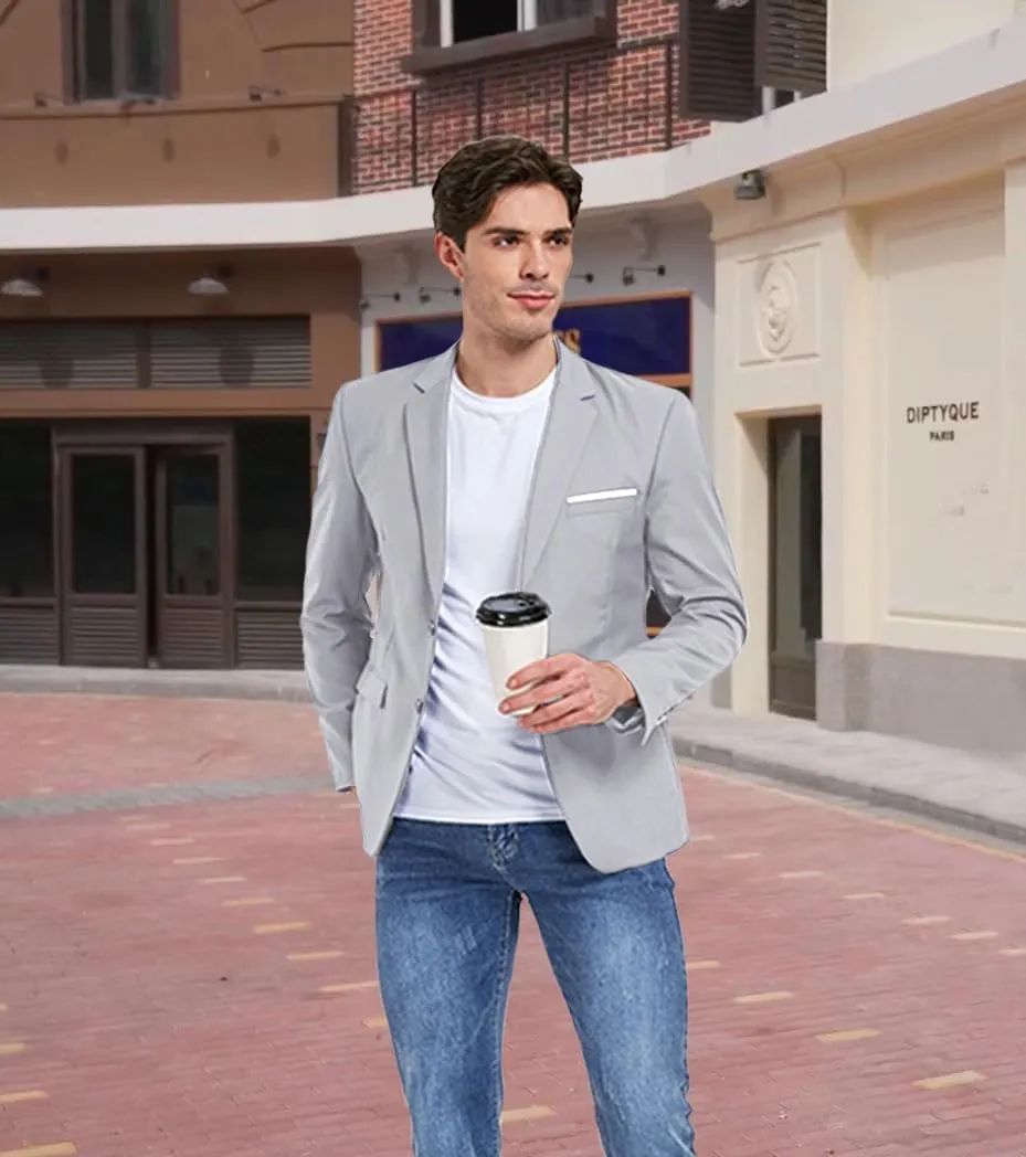 Men's Suit Blazer Casual Coats Lightweight Party Jackets Groomsmen Sports Coat Two Button Tuxedo Suits