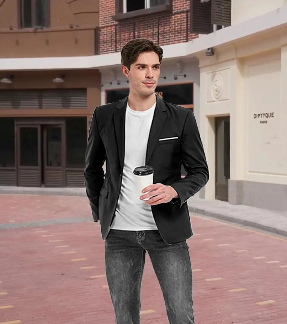 Men's Suit Blazer Casual Coats Lightweight Party Jackets Groomsmen Sports Coat Two Button Tuxedo Suits