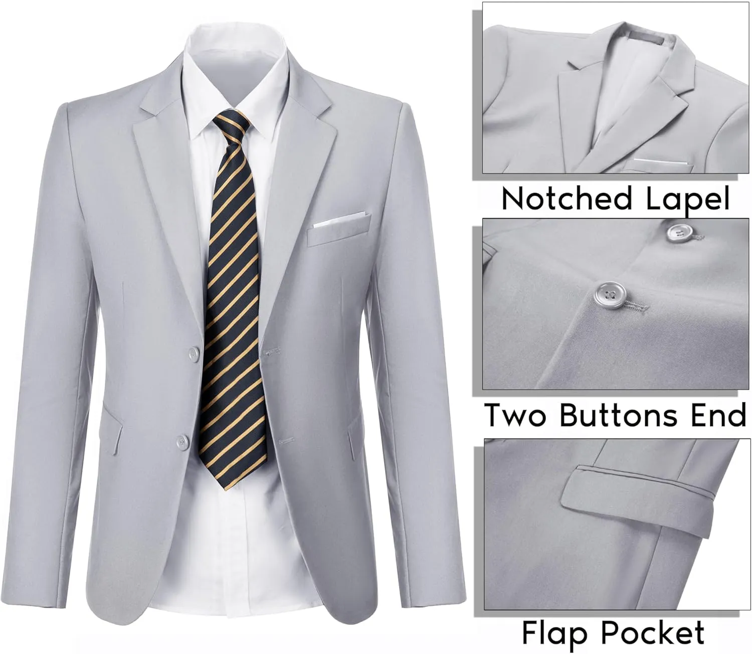 Men's Suit Blazer Casual Coats Lightweight Party Jackets Groomsmen Sports Coat Two Button Tuxedo Suits