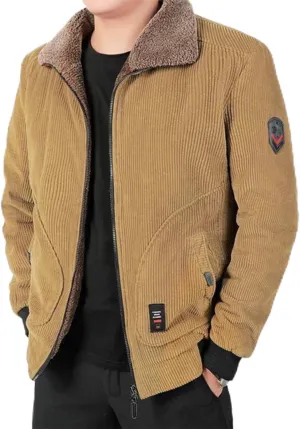 Men's Vintage Winter Warm Thicken Corduroy Jacket Cotton-padded Jacket Thickened Winter Coats