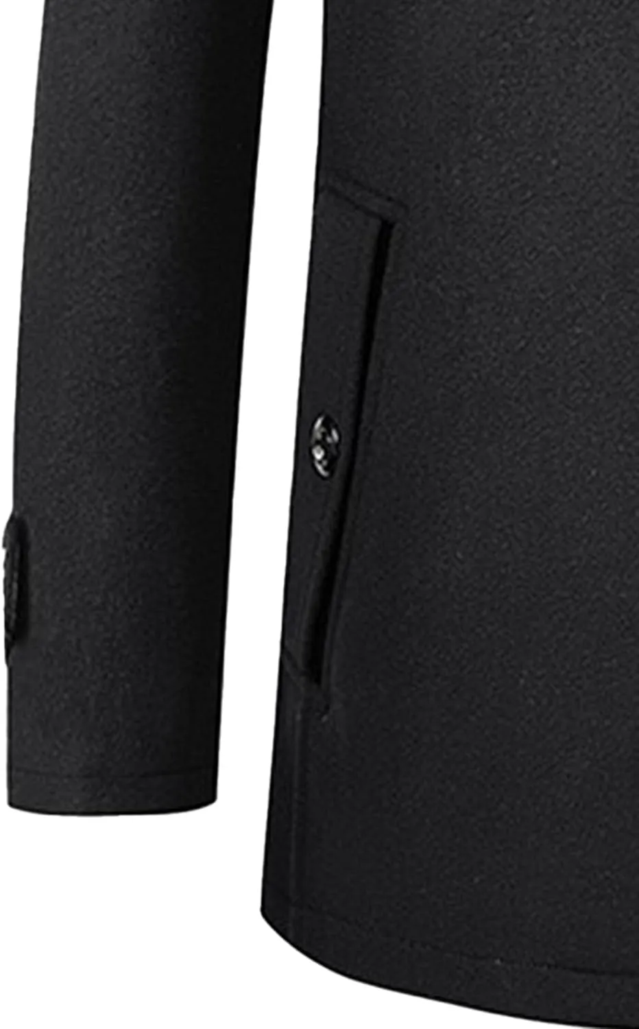 Mens Winter Thicken Wool Jacket Woolen Trench Coat with Detachable Scarf Notched Collar Single Breasted Pea Coats