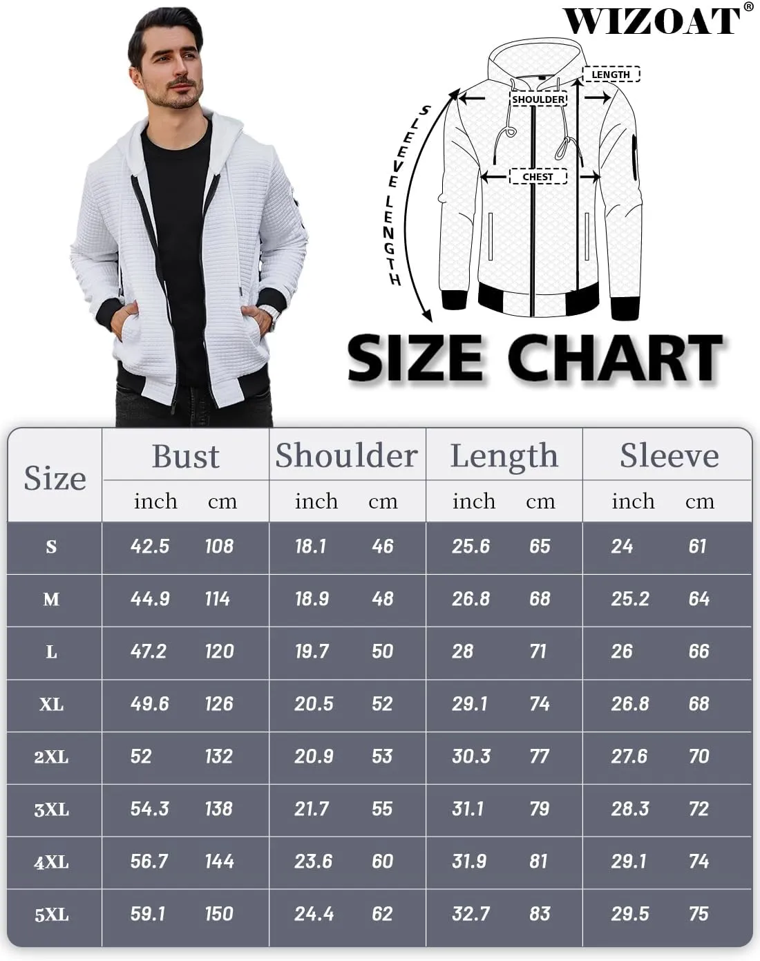 Mens Zip Up Hoodie Full-Zip Sweatshirt Lightweight Loose Fit Hooded Jackets