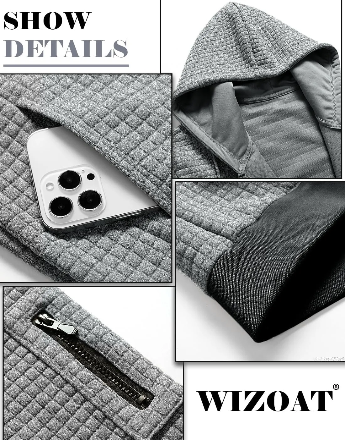 Mens Zip Up Hoodie Full-Zip Sweatshirt Lightweight Loose Fit Hooded Jackets