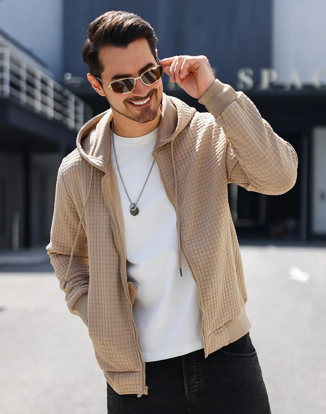 Mens Zip Up Hoodie Full-Zip Sweatshirt Lightweight Loose Fit Hooded Jackets