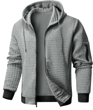 Mens Zip Up Hoodie Full-Zip Sweatshirt Lightweight Loose Fit Hooded Jackets