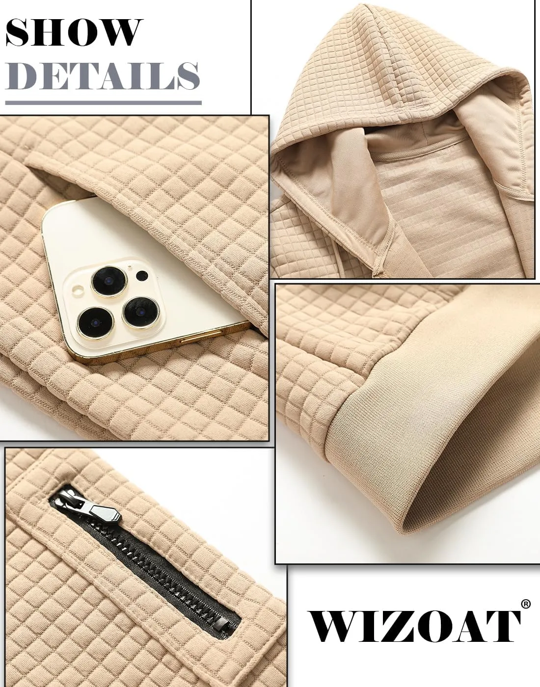 Mens Zip Up Hoodie Full-Zip Sweatshirt Lightweight Loose Fit Hooded Jackets