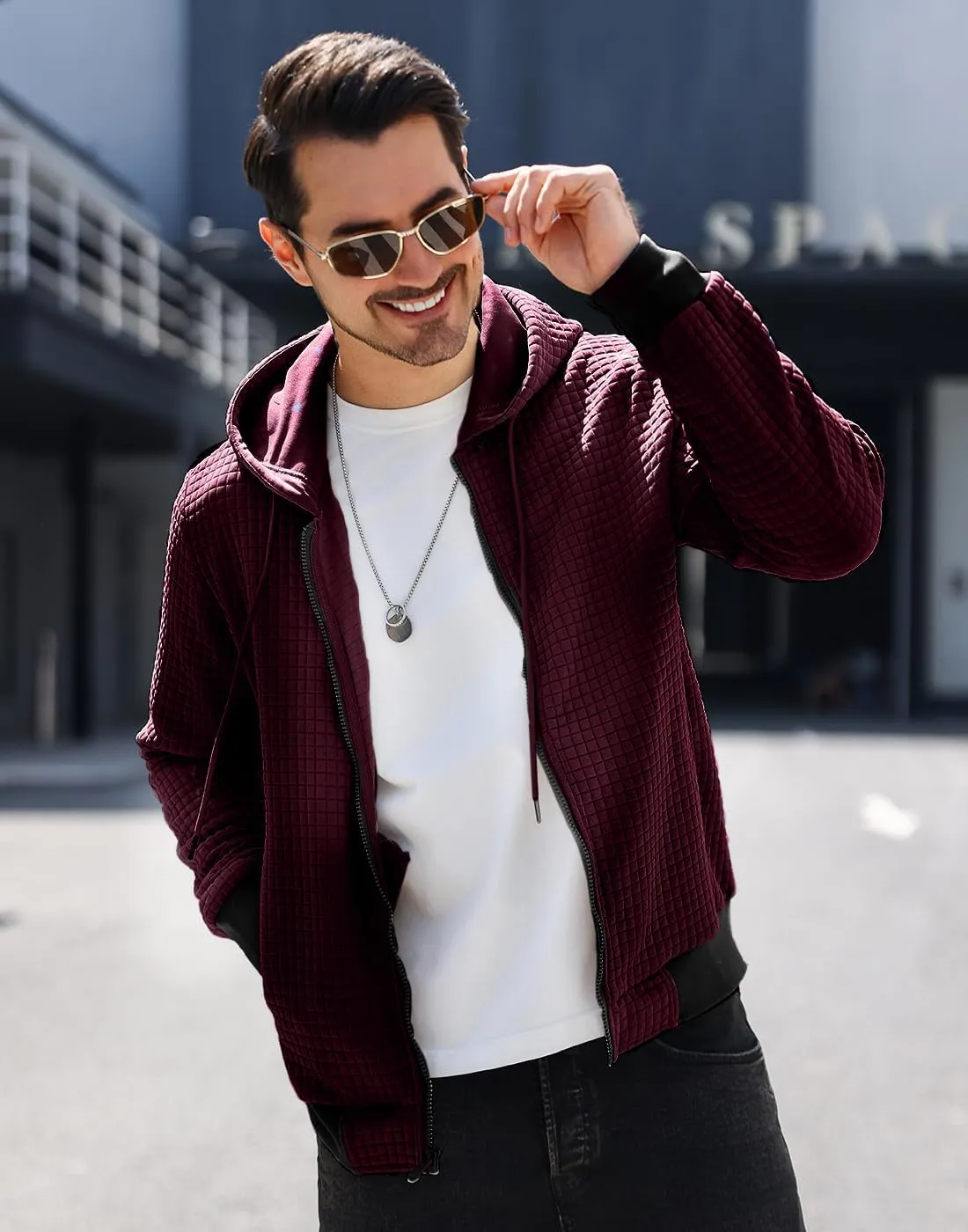 Mens Zip Up Hoodie Full-Zip Sweatshirt Lightweight Loose Fit Hooded Jackets
