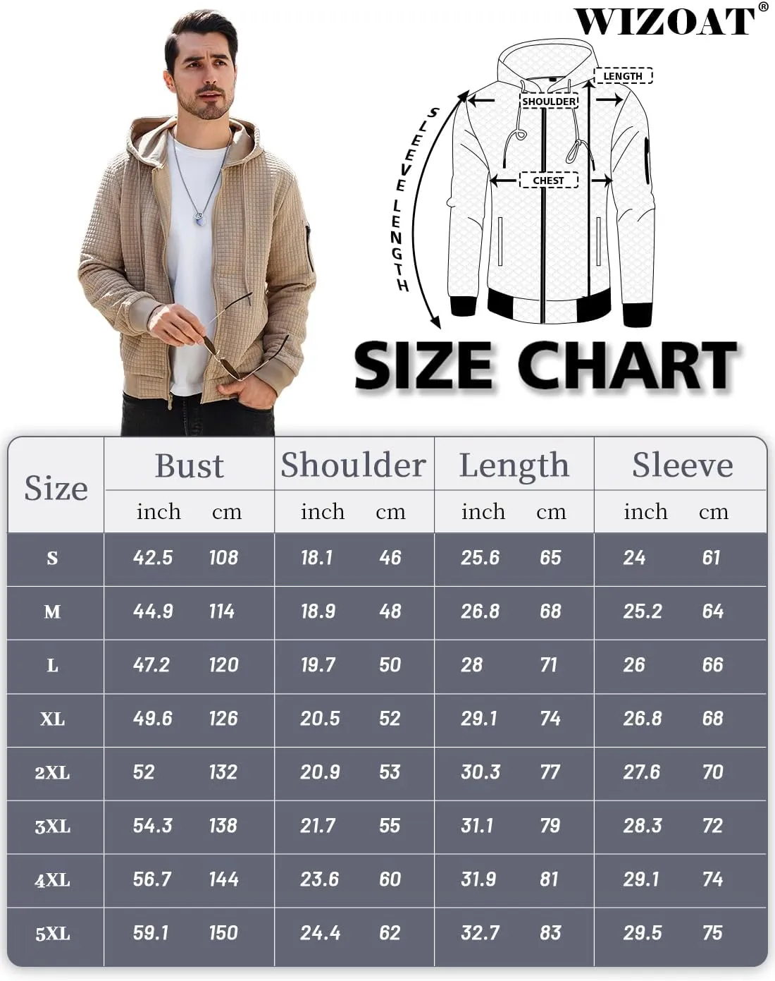 Mens Zip Up Hoodie Full-Zip Sweatshirt Lightweight Loose Fit Hooded Jackets