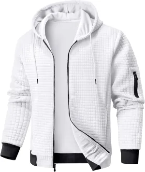 Mens Zip Up Hoodie Full-Zip Sweatshirt Lightweight Loose Fit Hooded Jackets
